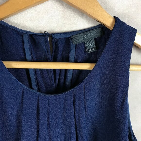 J.CREW Navy Layered Look Viscose Crepe Tank Size 2 - Picture 2 of 5